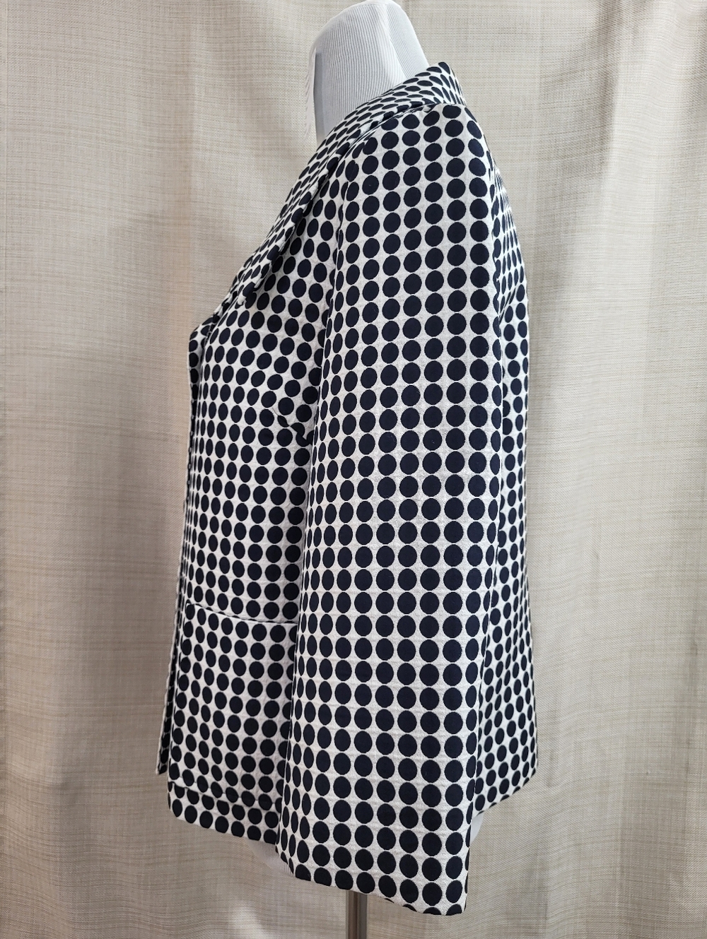 Scott Taylor Women's Blazer Jacket Black White Polka Dot 3/4 Button Front Size L - Picture 2 of 11